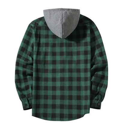 Spring Autumn Men Hoodie Sweatshirt Classic Plaid Casual Button Hooded Long Sleeve coat Double Pockets Hoodie men cardigan Tops