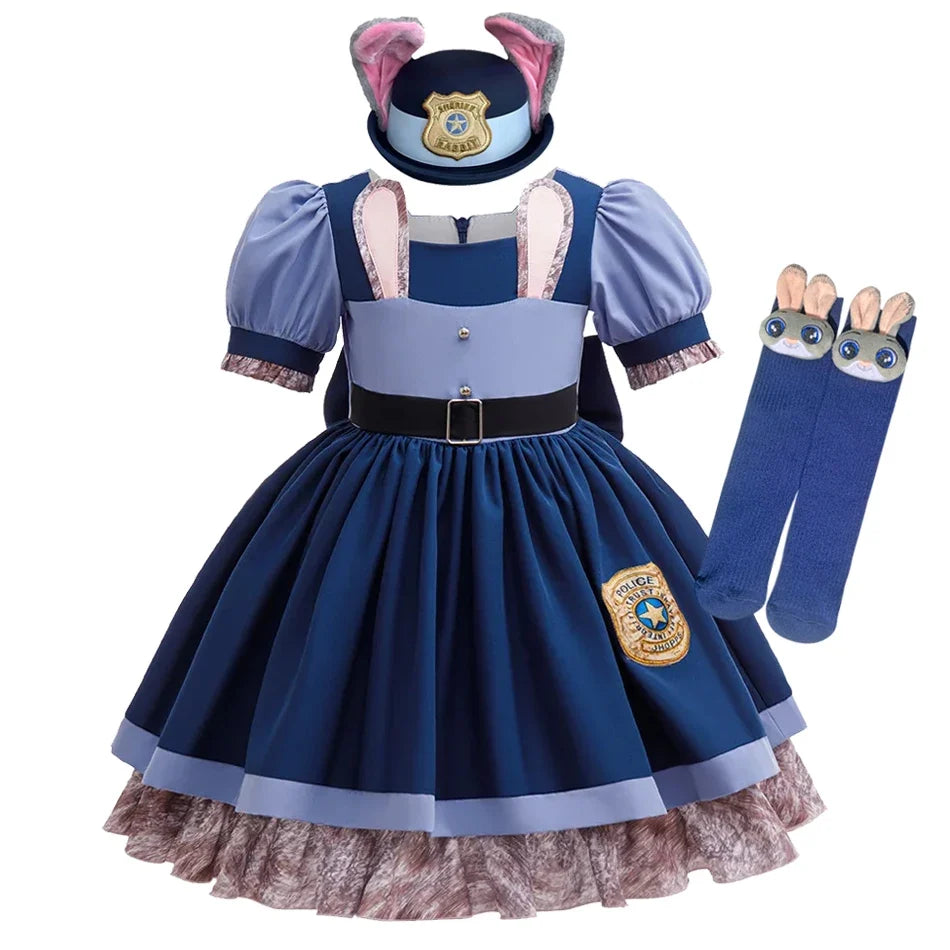 Girl Zootopia 2 Dress Cosplay New Moives Judy Costume Halloween Bunny Cosplay Dress Up Performance Birthday Clothes
