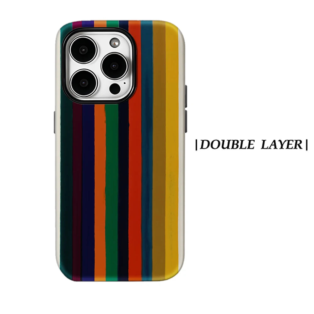 Cream Color StripesPhone Case for Magnetic  for IPhone 17 16 15 14 13 Pro Max Plus Single Double-layer Tough Case