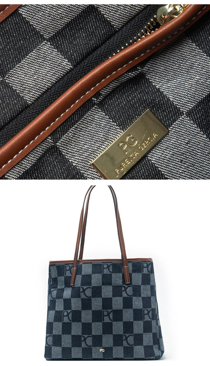 Women Shoulder Bag Retro Chessboard Design High End Versatile, Large Capacity Daily Travel Simple Practical Atmospheric Items