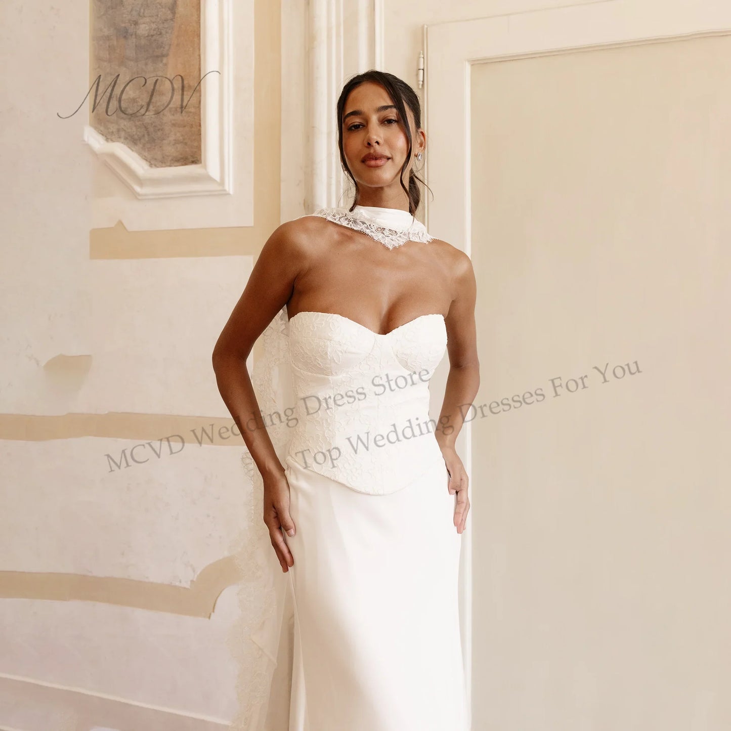 Sweetheart Lace Wedding Dresses Bride Applique Mermaid Lace Up Back Bride Gowns With Ribbon Elegant robe de mariée Customized