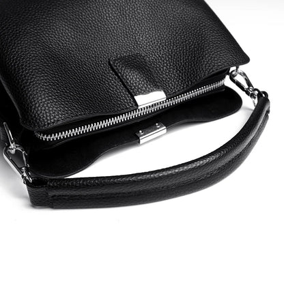 100% cowhide Bag Casual Women Hobos Handbags Bucket Bags New Women's Fashion Handbags Retro Solid Color Leather Shoulder wallet