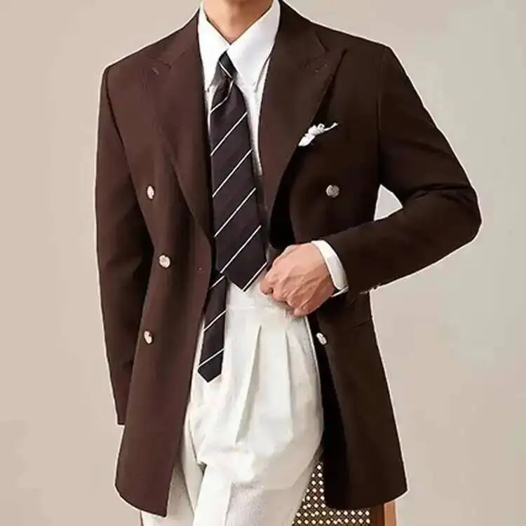 Spring Jacket Men Blazer Masculino Slim Fit Blazer Hombre Lapel Collar Casual Business Italian Style Double Breasted Blazer Men