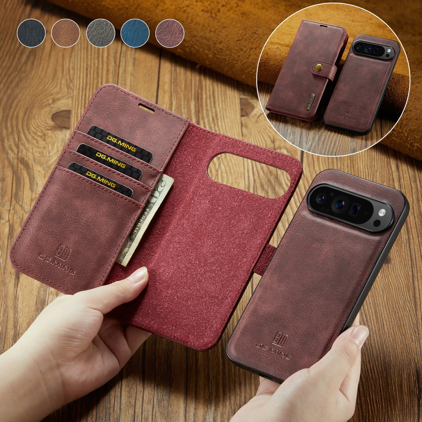 For Google Pixel 6 7 8 9 10 Pro XL/Pixel 5A 6A 7A 8A 9A Magnetic Detachable Cover 2in1 Flip Leather Wallet Phone Case