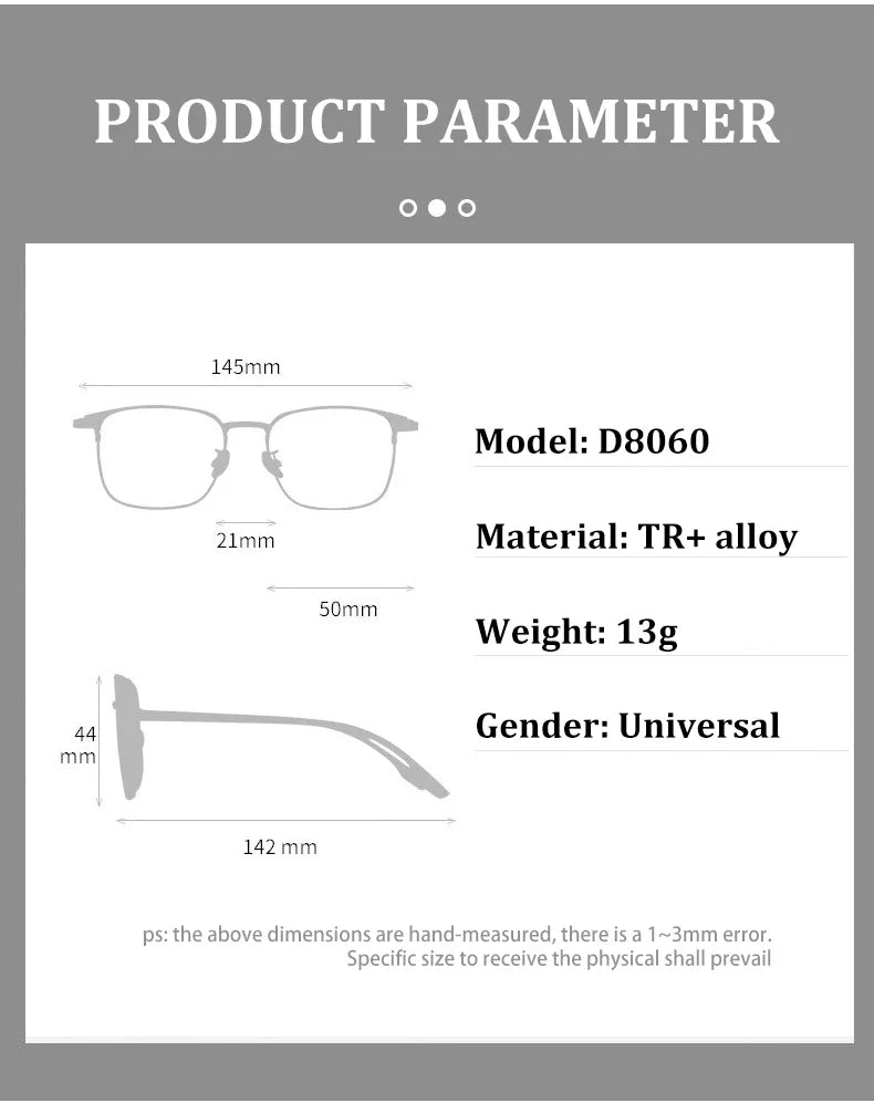 Fashion Vintage Teal Pure Titanium Eyeglasses Men and Women Computer Blue Blocking Myopia Customizable Prescription D8060