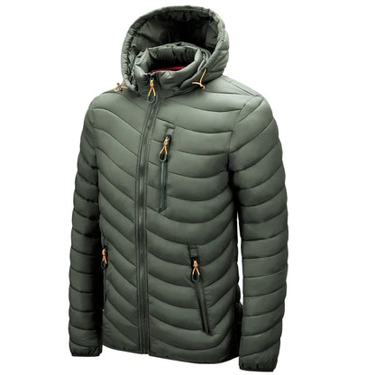 Mens Lightweight Outdoor Puffer Jacket Hooded Insulated Thermal Puffy Winter Heated Running Travle Casual Cotton Outdoor Coat
