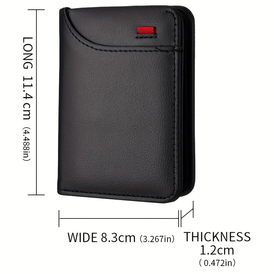 Men's Vertical Slim Wallet - Multi-Card Holder with ID Window, Compact Mini Card Bag for Youth & Students, Small Change Pocket