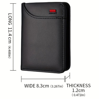 Men's Vertical Slim Wallet - Multi-Card Holder with ID Window, Compact Mini Card Bag for Youth & Students, Small Change Pocket