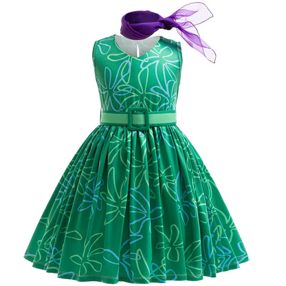 Girls Inside Out Disgust Cosplay Halloween Costumes Birthday Party Dresses Children's Role-playing Christmas Carnival Clothing