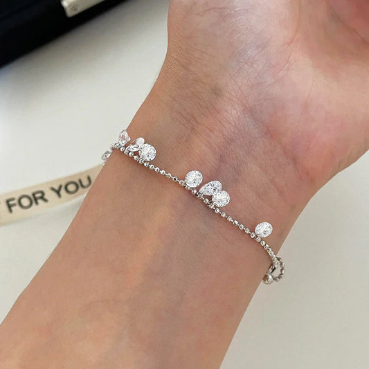 Colliers et bracelets à perles en argent S925, diamants à haute teneur en carbone, étincelants, en zircon, chaînes de main pour femmes, bijoux fins, cadeaux de fête