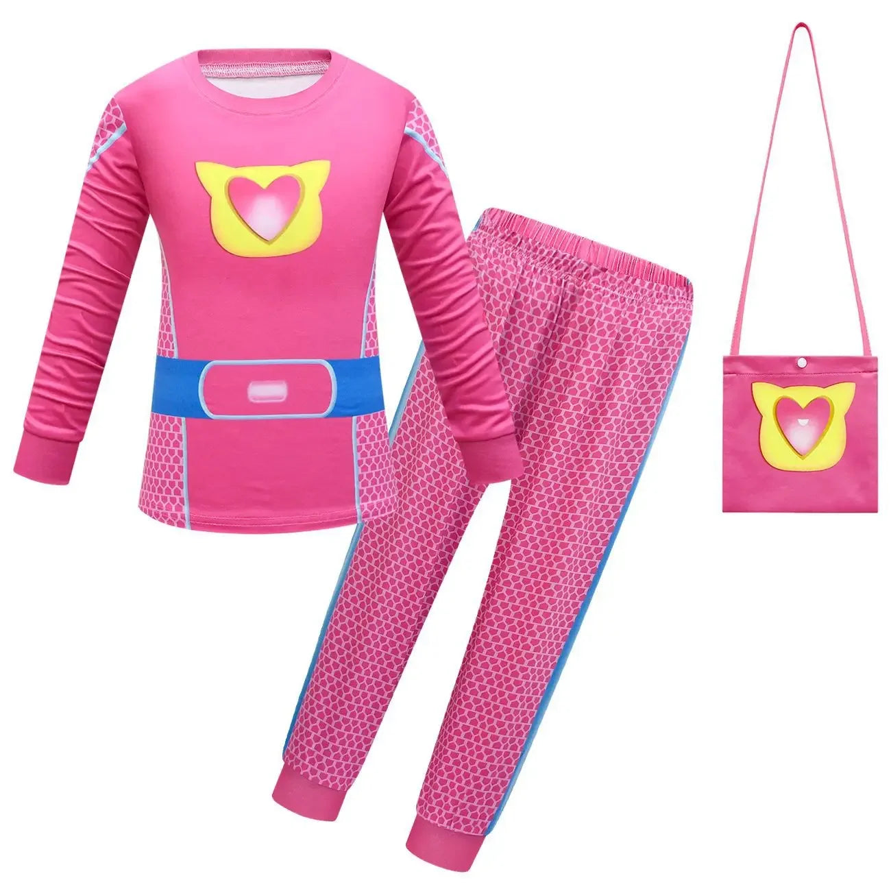 Children SuperKitties Halloween Cartoon Boys Cosplay Costume Super Kitties Buddy Girls Cos Suits Mask Bag Kids Birthday Clothing