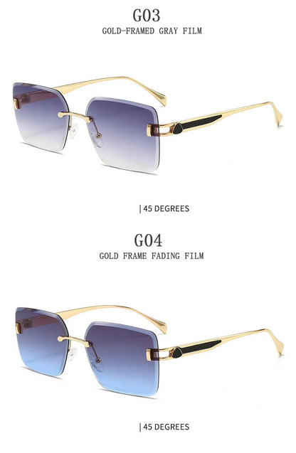 2025 Rimless Sunglasses Women Trendy Vintage Square Fashion Glasses Sunscreen Lentes De Sol Mujer Lunette Soleil Femme Zonnebril