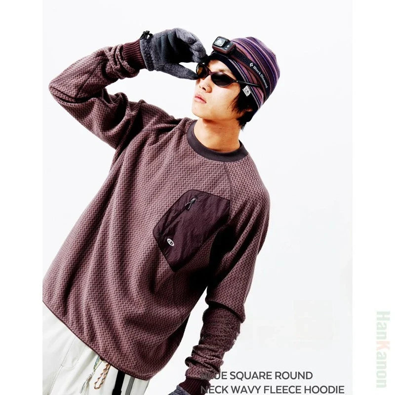 Mountain-Ready Crewneck: Engineered with Ribbed Neck, Reflective Logo, & Secure Chest Pocket for Outdoor Style Unisex