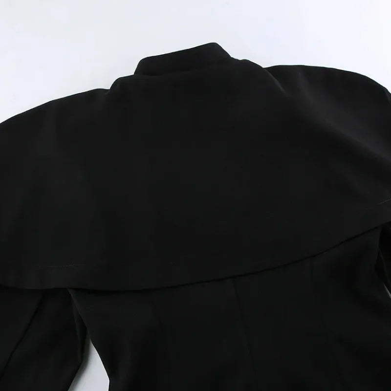 Black Elegant Blazer For Women 2025 Autumn Fashion Gold Buttons Patchwork Jacket Coat Party Vintage Commuter Suit Jacket