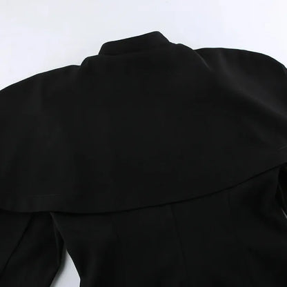 Black Elegant Blazer For Women 2025 Autumn Fashion Gold Buttons Patchwork Jacket Coat Party Vintage Commuter Suit Jacket