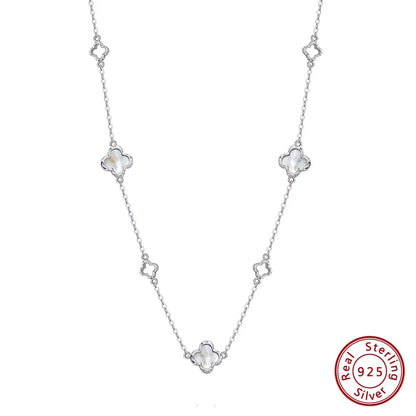 925 Silver Four Flowers Clover Luxury Hollow Clover Chain Necklace Banquet Party Gift Neck Jewelry Accessories GMN61