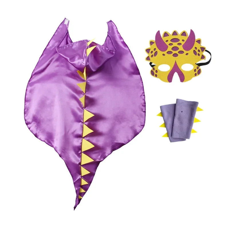Boys Girls Dinosaur Cape Dragon Hooded Cloak for Kids Halloween Costume Christmas Fancy Cape Mask Cosplay Costumes
