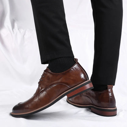 Italian Design Men's Oxford Business Shoes Formal Casual Leather Laces Lace-Up Anti-slip Flat Designer Shoes Comfy Walking Shoes