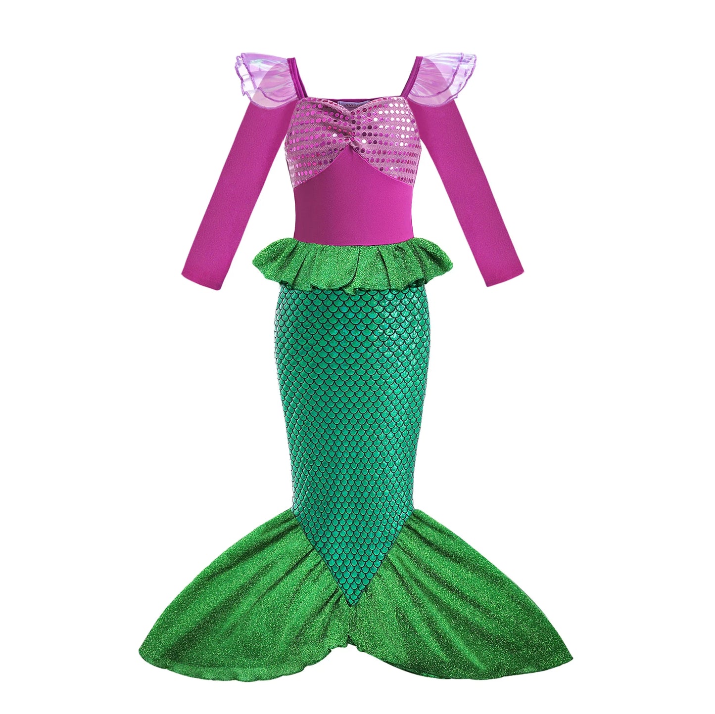 Mermaid Costume for Girl Long Sleeve Girls Dress Carnival Evening Party Dresses Kids Halloween Birthday Prom Dress Up Clothes