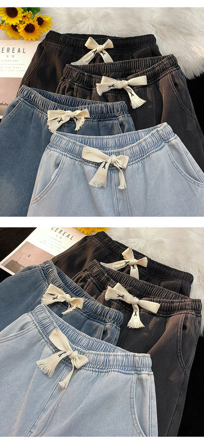 Thick Winter Straight Men's Jeans Fleece Warm Loose Plush Trousers Fashion Casual Wide-leg Plush Denim Pants Male