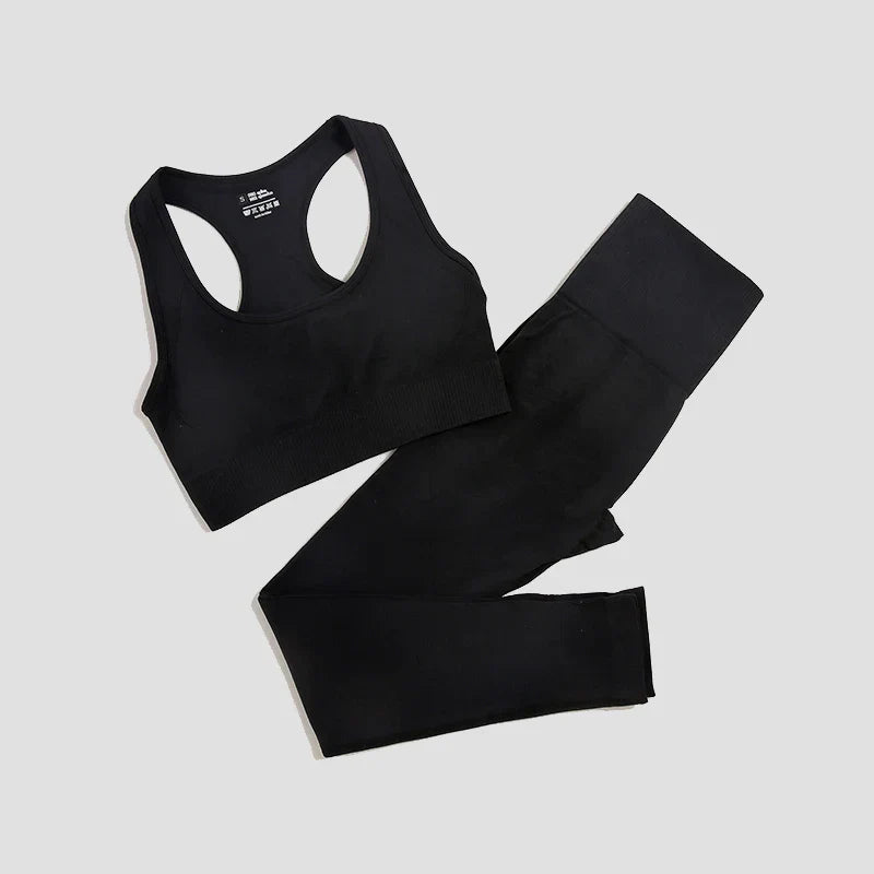 Seamless Gym Set Women Sport Suit Yoga Sets 2 Pcs Tracksuits Fitness Wear Sportswear Leggings Padded Sports Bras Workout Clothin