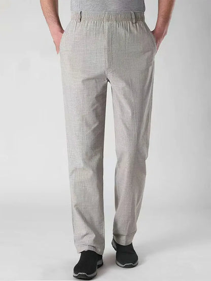 Summer Linen Men Casual Pants Work Wear Office Thin Golf Straight Long Formal Suit Trousers Plus Size 5xl 2024 New