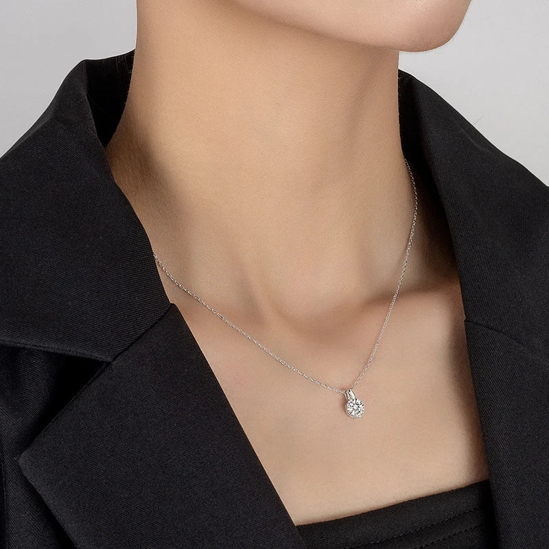 1-3CT Moissanite Necklace for Women S925 Pure Silver Laboratory Diamond Pendant Classic Fashion Jewelry Party Gift