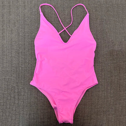 Solid One Piece Swimsuit Women Swimwear 2025 New Bikini Sexy Bodysuit Plus Size Bathing Suit Swimming Suit maillot de bain femme