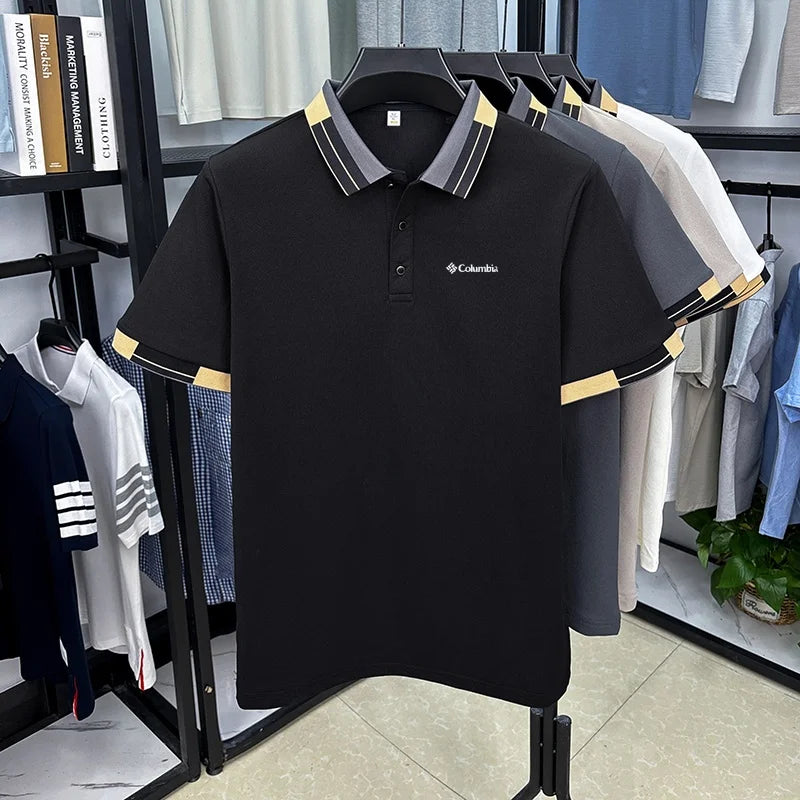 Original Design Men's Lapel Short Sleeve Polo Shirt Summer New Letter Print T-Shirt Casual Fashion Business Trend Men's Clothing