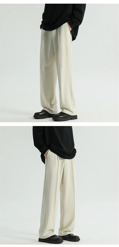 Men's Straight Pants Thin Man Black Comfortable Pant Summer Casual Streetwear Loose Trouser Japanese 5XL Trendy Fashion