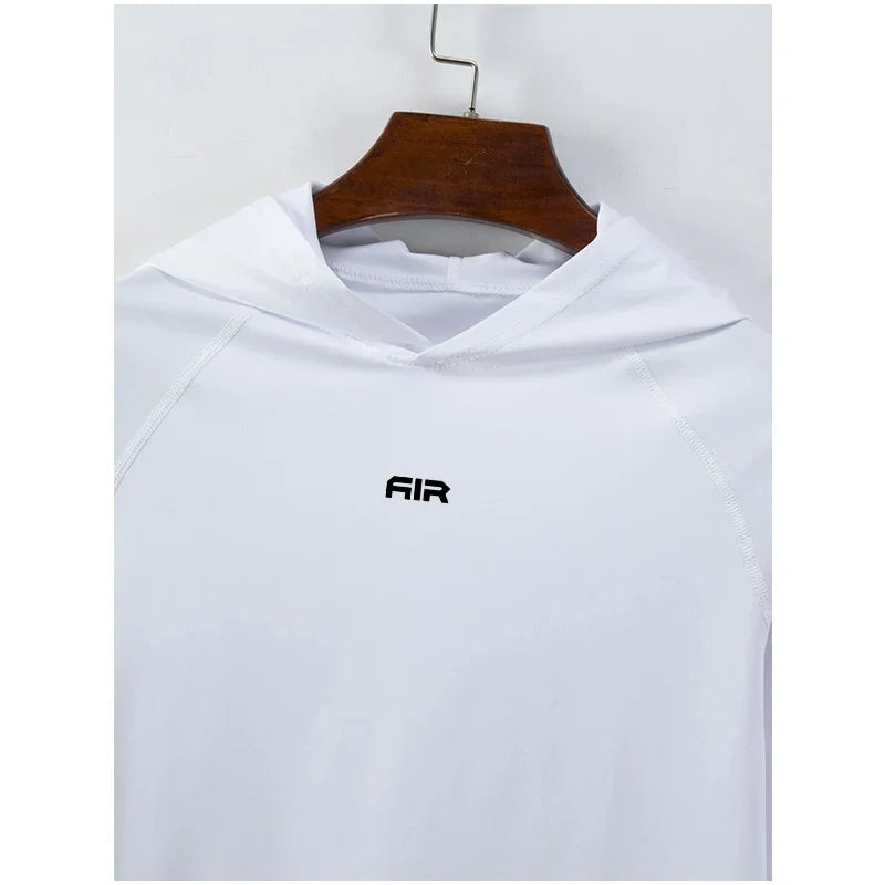 Men's Compression Hooded Long Sleeve Shirt Quick Dry Breathable Sports T-Shirt for Gym Running Workout Fitness Athletic