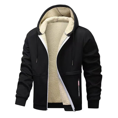 Mens Casual Hooded for Men Fleece Sweatshirt Thick Sherpa Lined Hoodies Zipper Jacket Thick Heavyweight Sweatshirts