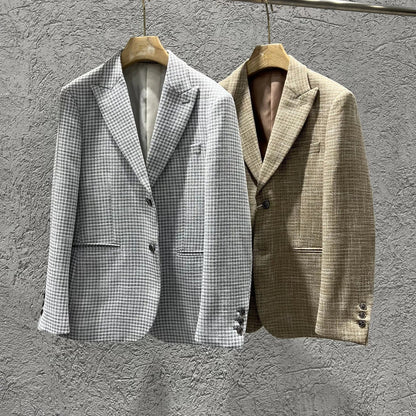 Autumn Winter Thick Wool Plaid Suit Jacket 2025 New Men's Slim Fit Casual Fashion Formal Business Socia Party Jacket Coats