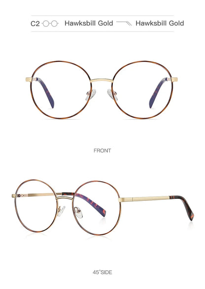 Retro Round Myopia Prescription Glasses Hyperopia for Women Reading CR39 Anti Blue Light Optical Eyeglasses Frame PFD3082