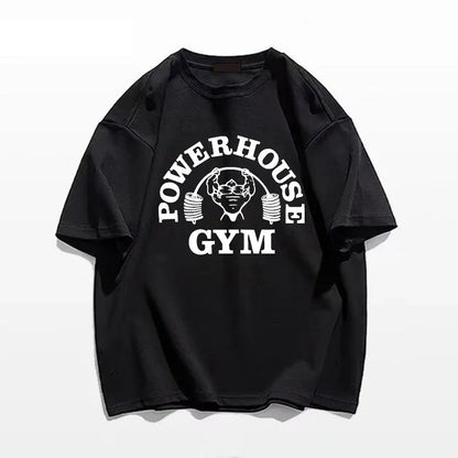 Powerhouse Gym Print T-Shirts Spring Summer Women Daily Casual Loose Cotton Clothing Harajuku Letter Appliques Women Tees