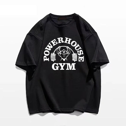 Powerhouse Gym Print T-Shirts Spring Summer Women Daily Casual Loose Cotton Clothing Harajuku Letter Appliques Women Tees