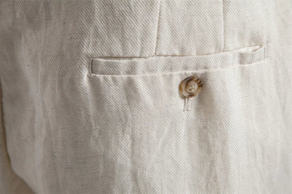 Men's Comfortable Elastic Waist Shorts Solid Color Cotton Linen Blend Multi Pocket Breathable Quick Dry Summer Shorts