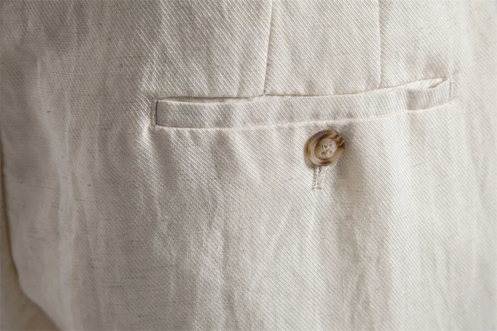 Comfortable Men's Shorts Solid Color Elastic Waist Multi Pocket Cotton Linen Blend Breathable Quick Dry Summer Shorts