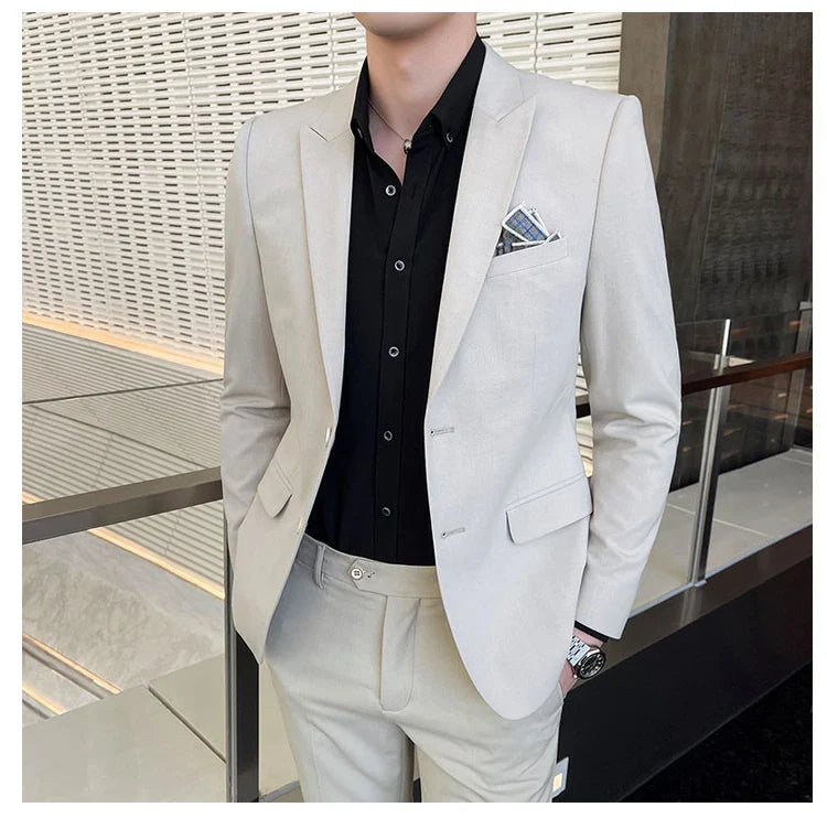 2025 Men's Business Suit Slim-fit Wedding Dress Two-piece Set M-4XL Stylish Handsome All-in-one Banquet Trousers