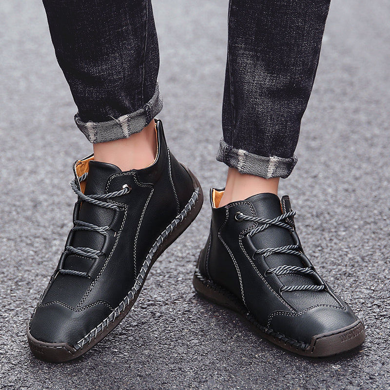 Fashion Men Ankle Boots Handmade Mens Boots Lightweight Mens Designer Boots Outdoor Sneakers Leather Work Boots Plus Size 38-48