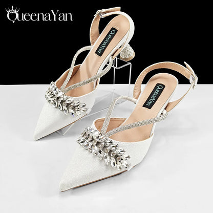 Festive Elegance: High Quality Pointed Toe Women's Sandals Fashion Design Sling Backs Shoes For Wedding Party
