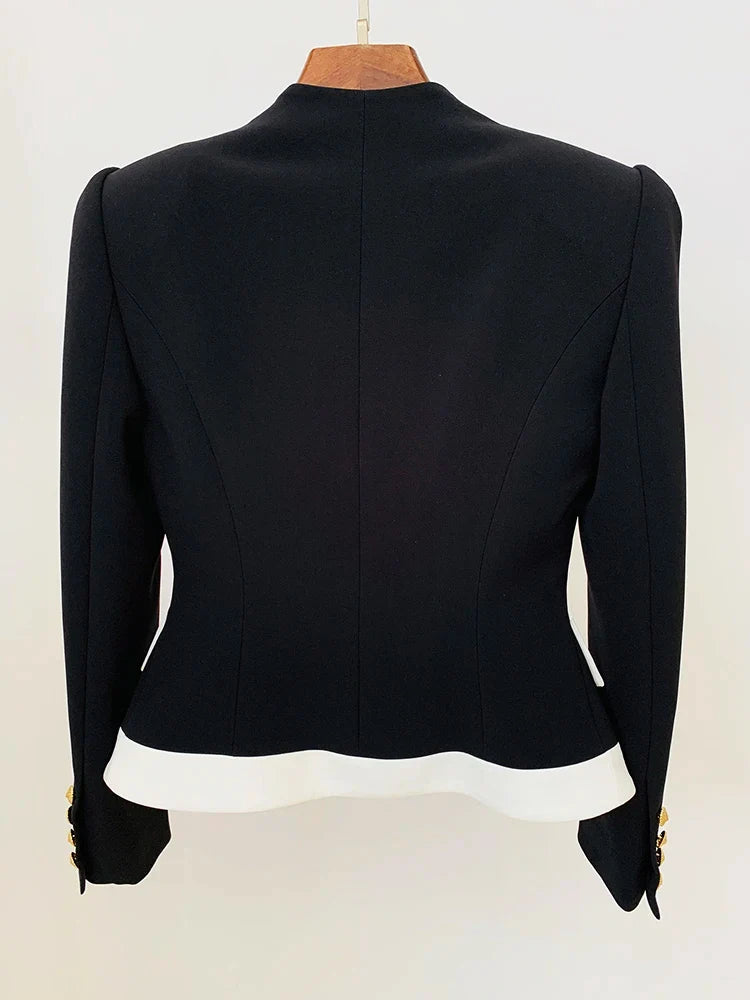 HIGH STREET New Fashion 2026 Designer Jacket Women's Color Block Single Button Blazer