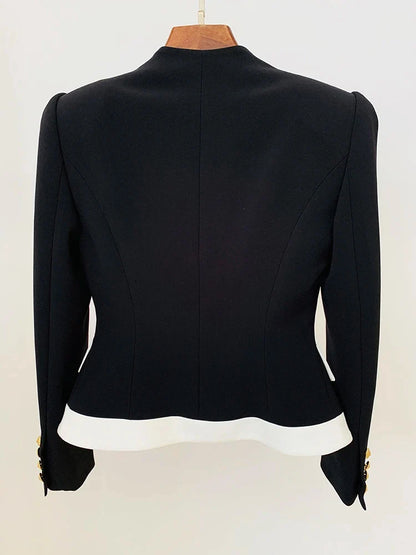 HIGH STREET New Fashion 2026 Designer Jacket Women's Color Block Single Button Blazer
