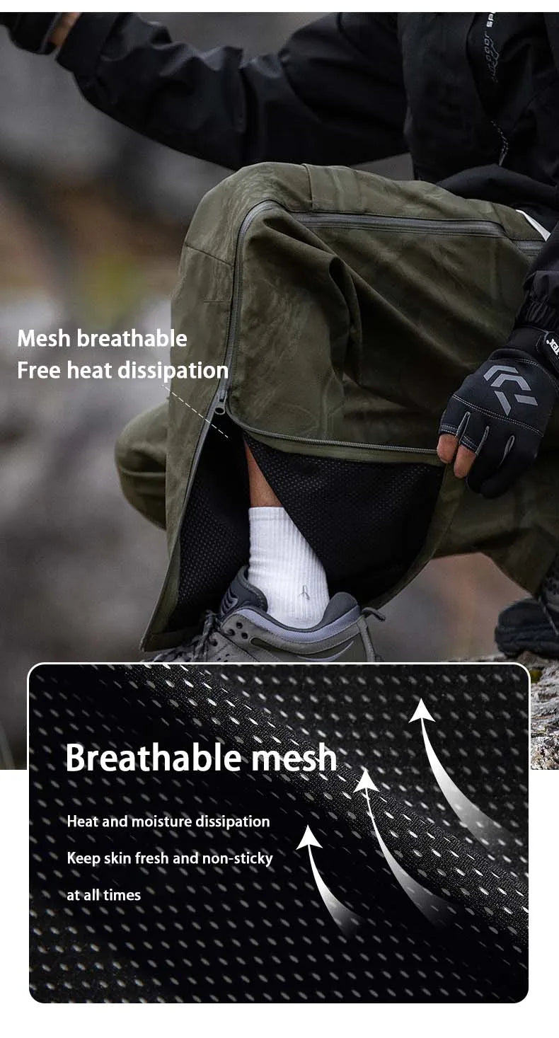 Men's Hiking Pants Waterproof Windproof Breathable Overalls Trousers Side Zipper Trekking Camping Outdoor Sport Camping Pants