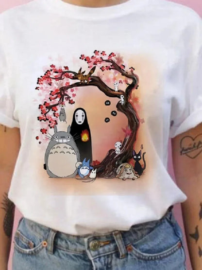 Summer men and women short-sleeved Studio Ghibli Totoro T-shirt Harajuku Kawaii Totoro Ghibli comfortable casual T-shirt Y2k Top