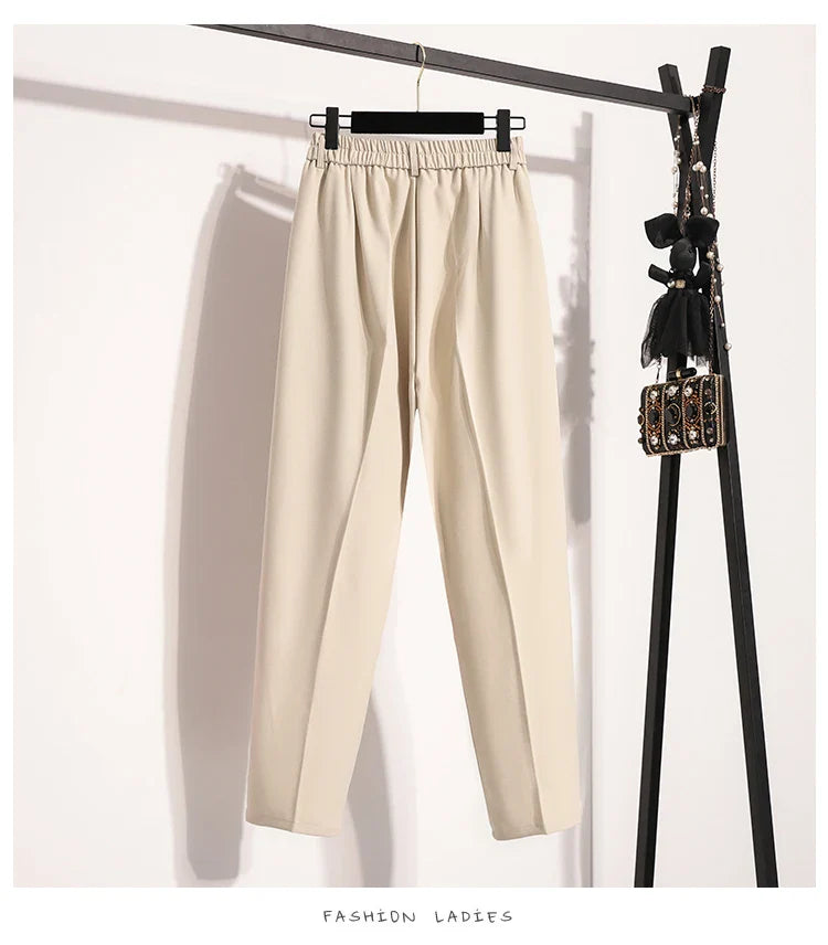 Plus Size Pants Woman 2026 Spring Autumn New Arrival High Waist Suit Pants High Quality Korean Style Straight Trousers