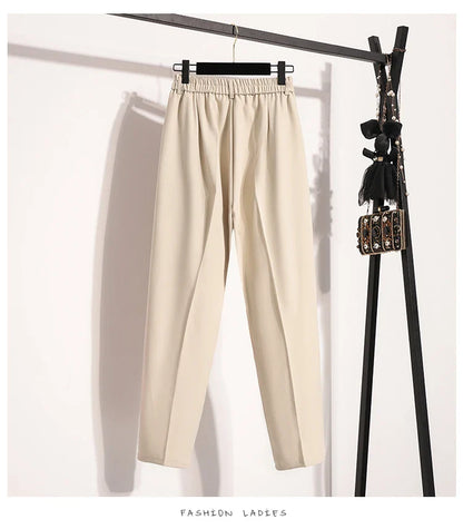 Plus Size Pants Woman 2026 Spring Autumn New Arrival High Waist Suit Pants High Quality Korean Style Straight Trousers