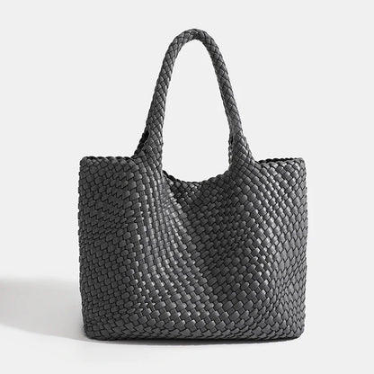 Woven Tote Bag For Women Soft Foldable Top-Handle Wristlet Bag Fashion Hobo Handbag Composite Bag with Coin Purse