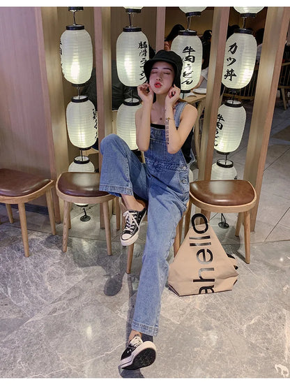 High Waist Wide Leg Denim Overalls Women's Loose Fitting Slimming Summer New Sle Gold nce Faionable Jeans