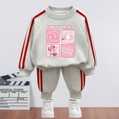 2026 Spring New Style Children Clothing Sets Girls O Neck Hoodies and Side Stripe Trouser Two Piece Kids Casual Sweatshirts Set